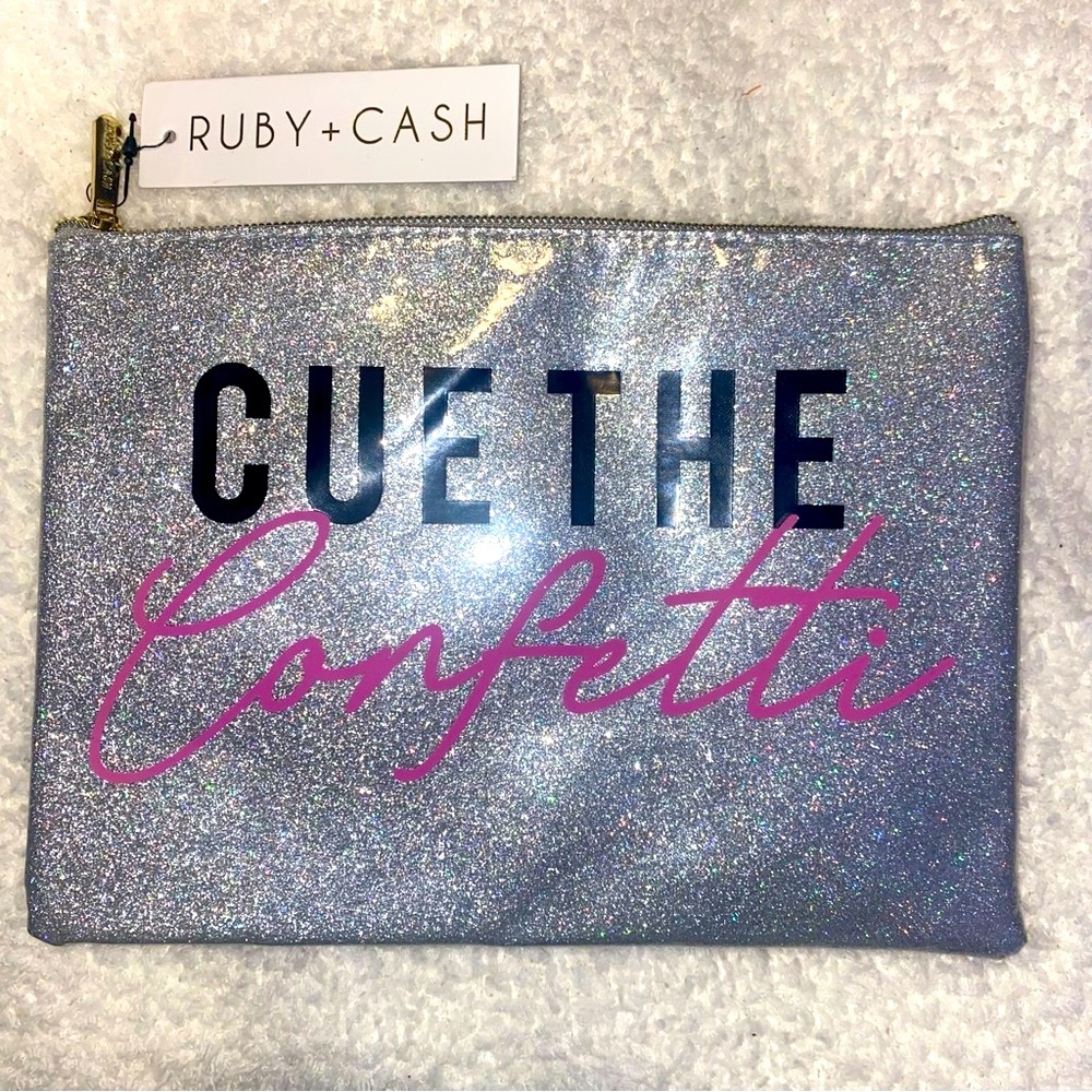 RUBY + CASH Cue The Confetti Cosmetic Bag NWT